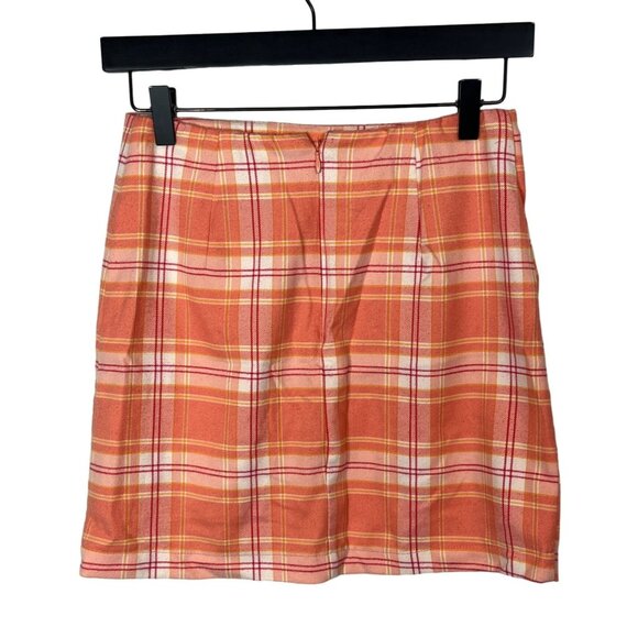 Wild Fable Orange Red Plaid Mini Skirt Preppy Schoolgirl Size 6 Small - Picture 6 of 13